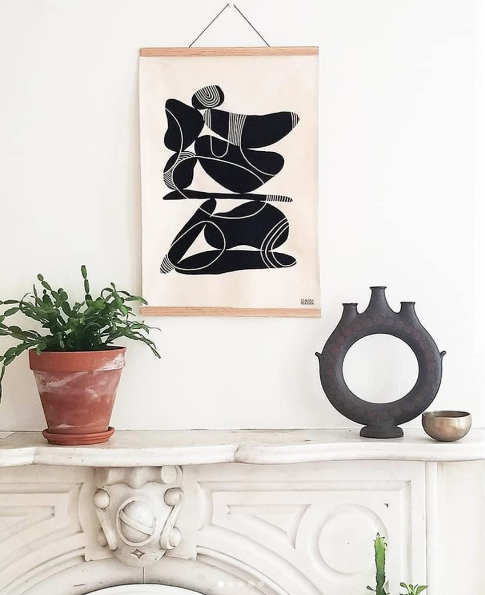 Limited Edition canvas art from Claudia Pearson's Ebb + Flow collection above mantel Limited Edition canvas art from Claudia Pearson's Ebb + Flow collection above mantel